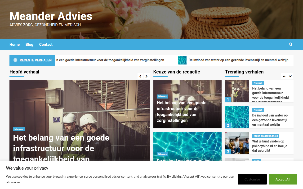 Screenshot van Meander-advies