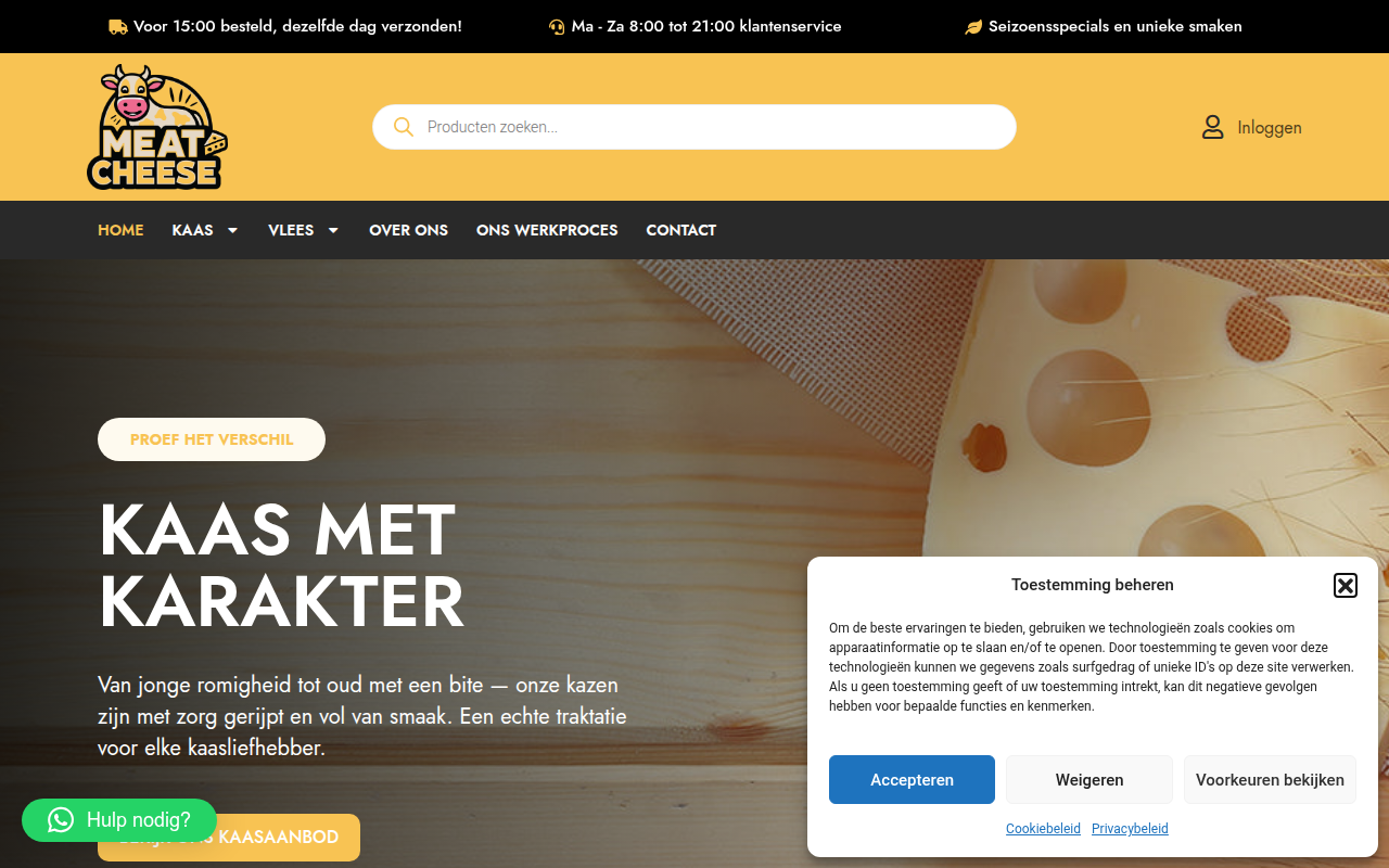 Screenshot van meatcheese.nl