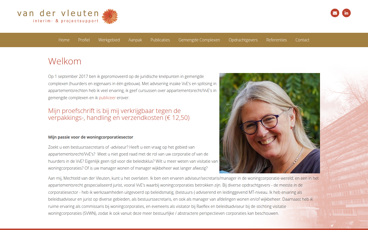 Screenshot van mechteld.nl