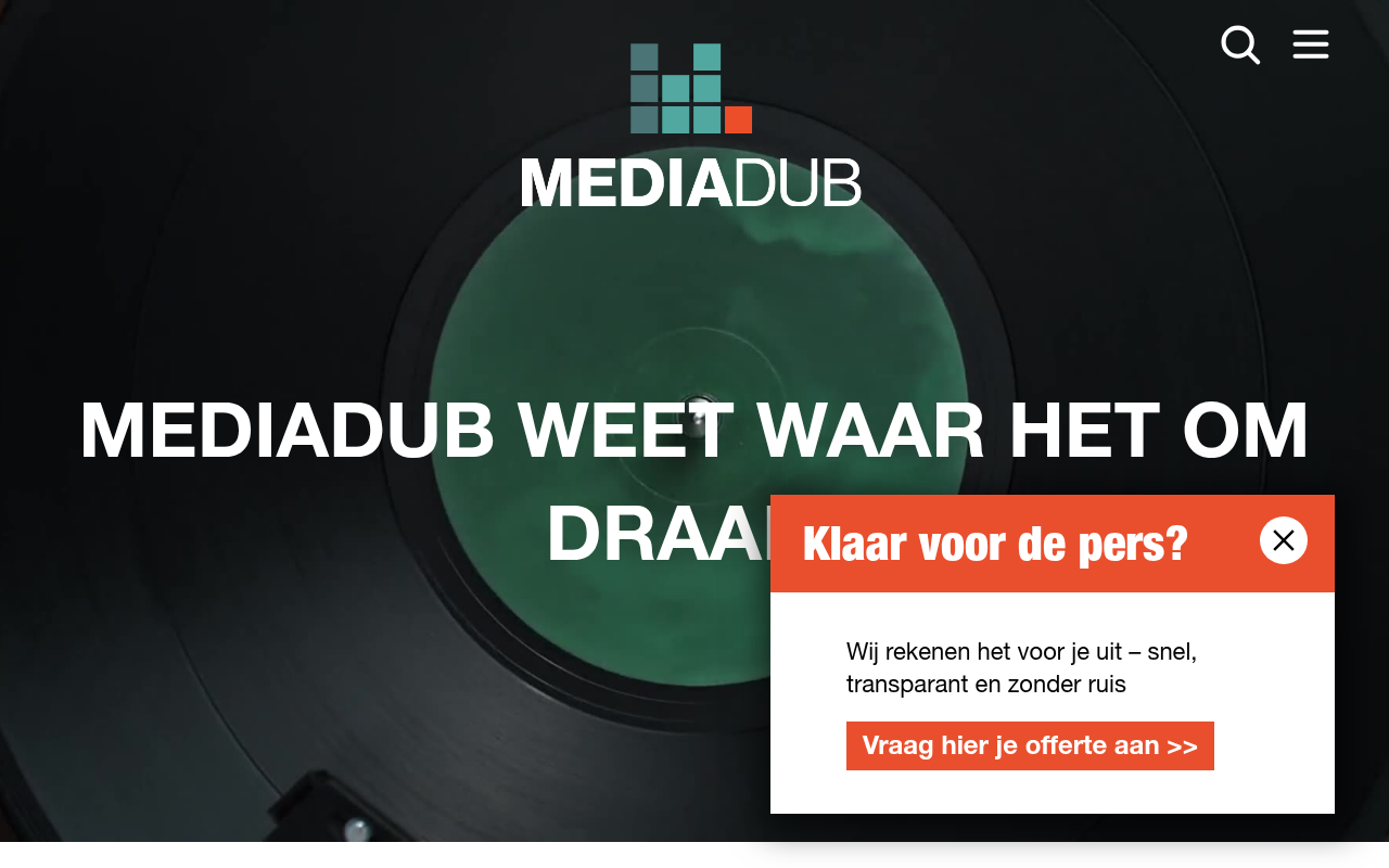 Screenshot van mediadub.nl