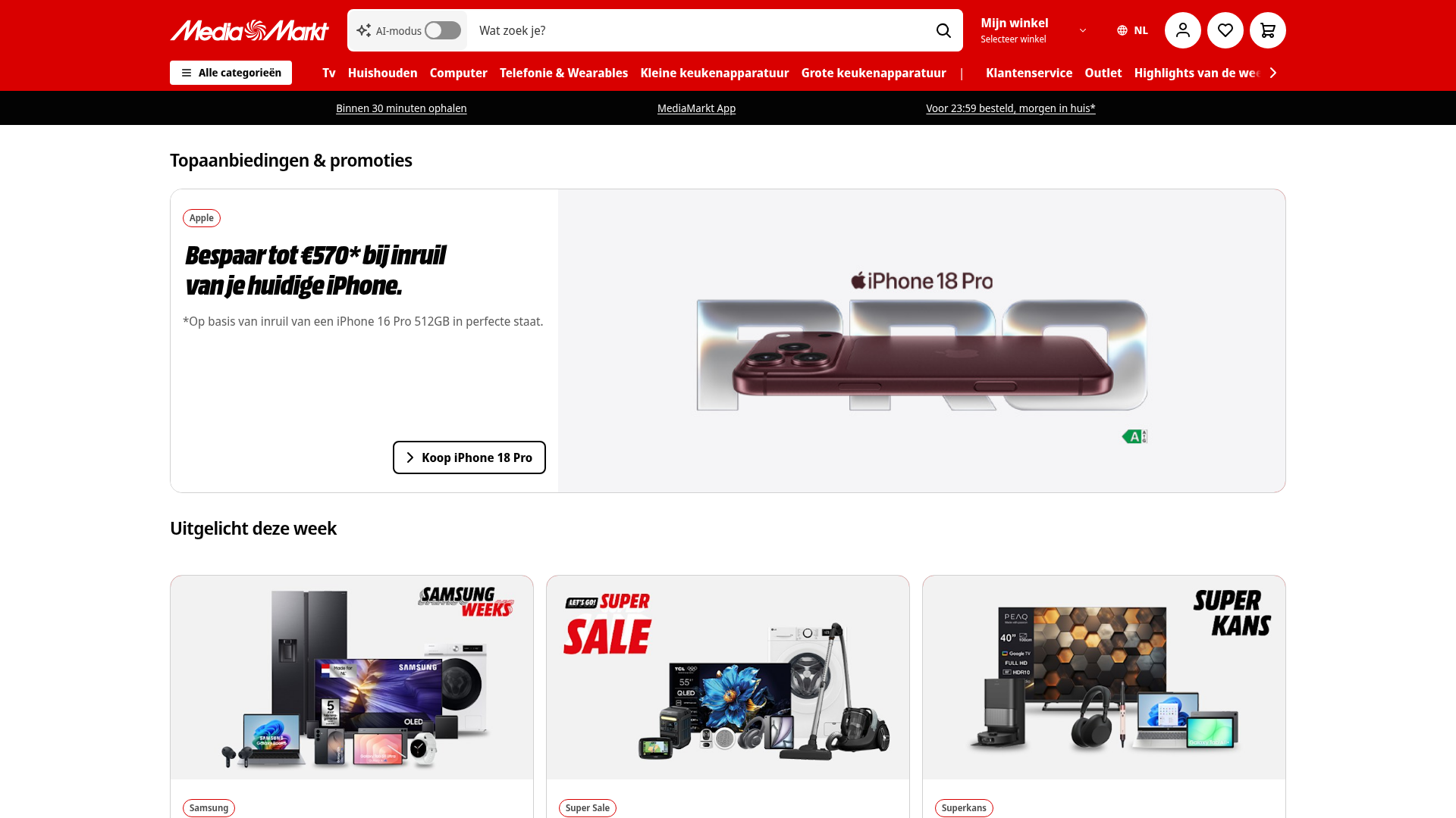 Screenshot van mediamarkt.nl
