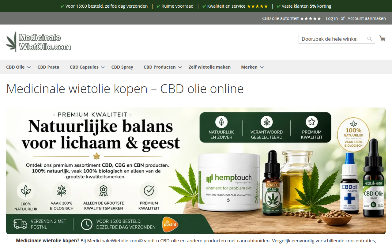 Screenshot van medicinalewietolie.com