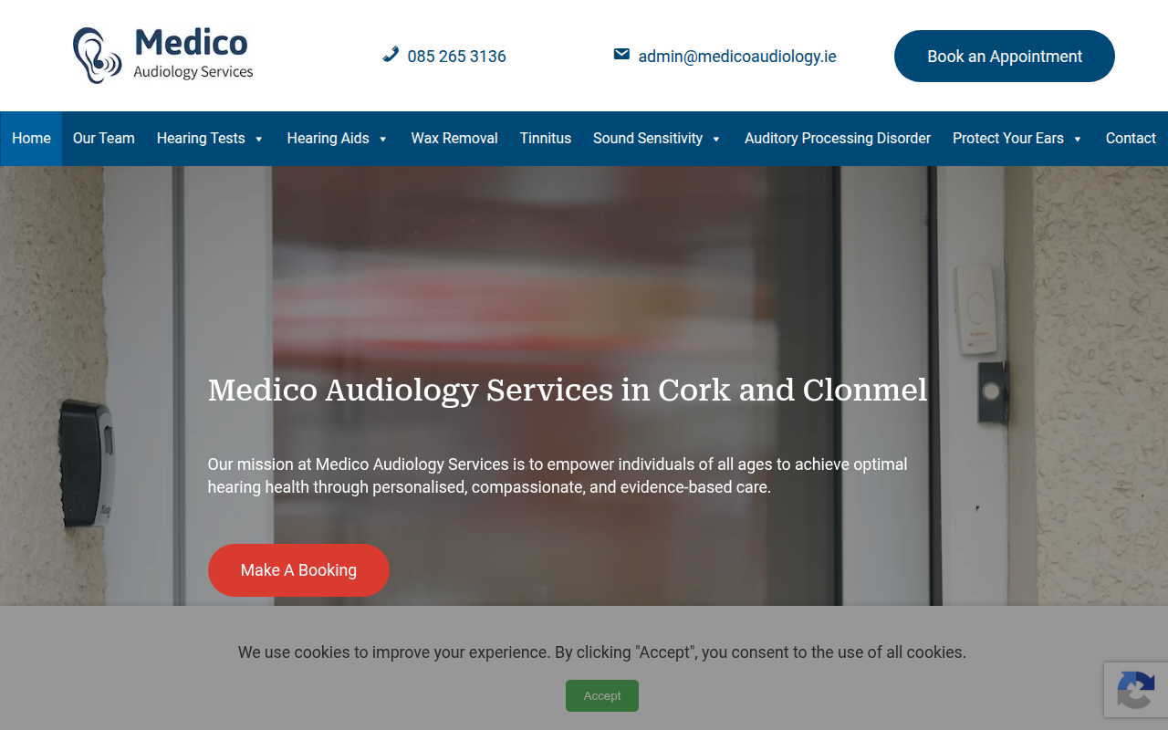 Screenshot van medicoaudiology.ie