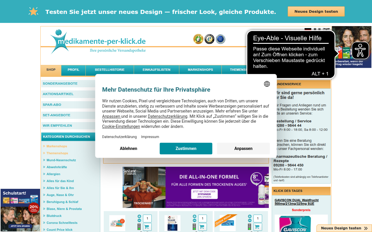 Screenshot van medikamente-per-klick.de