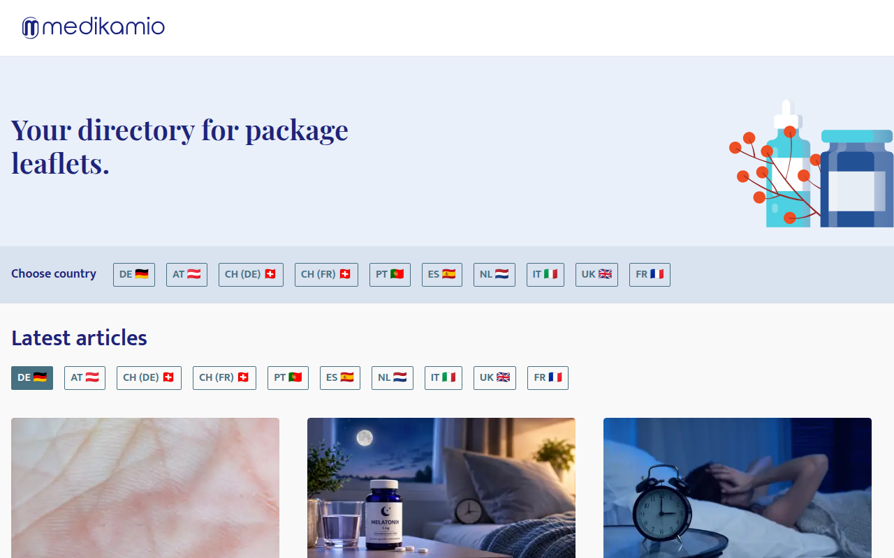 Screenshot van medikamio.com