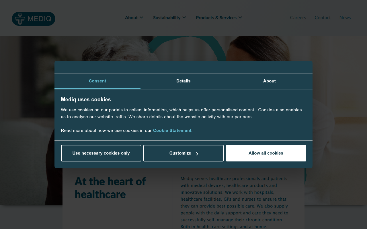Screenshot van mediq.com