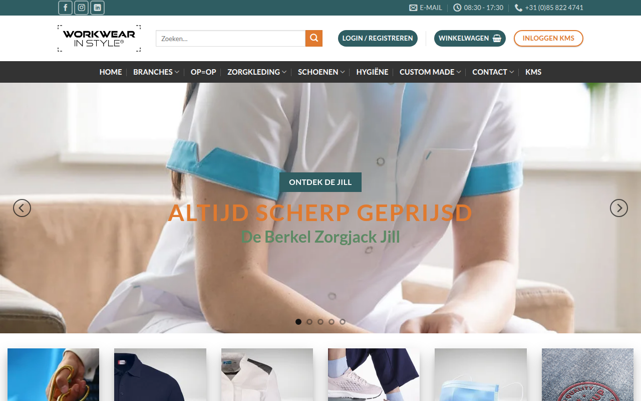 Screenshot van medischekleding.nl