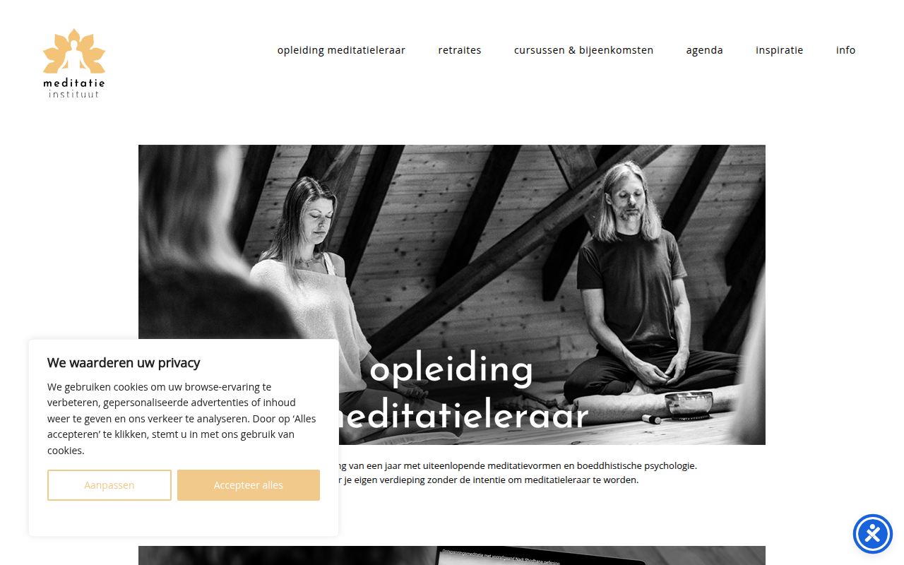 Screenshot van meditatieinstituut.nl