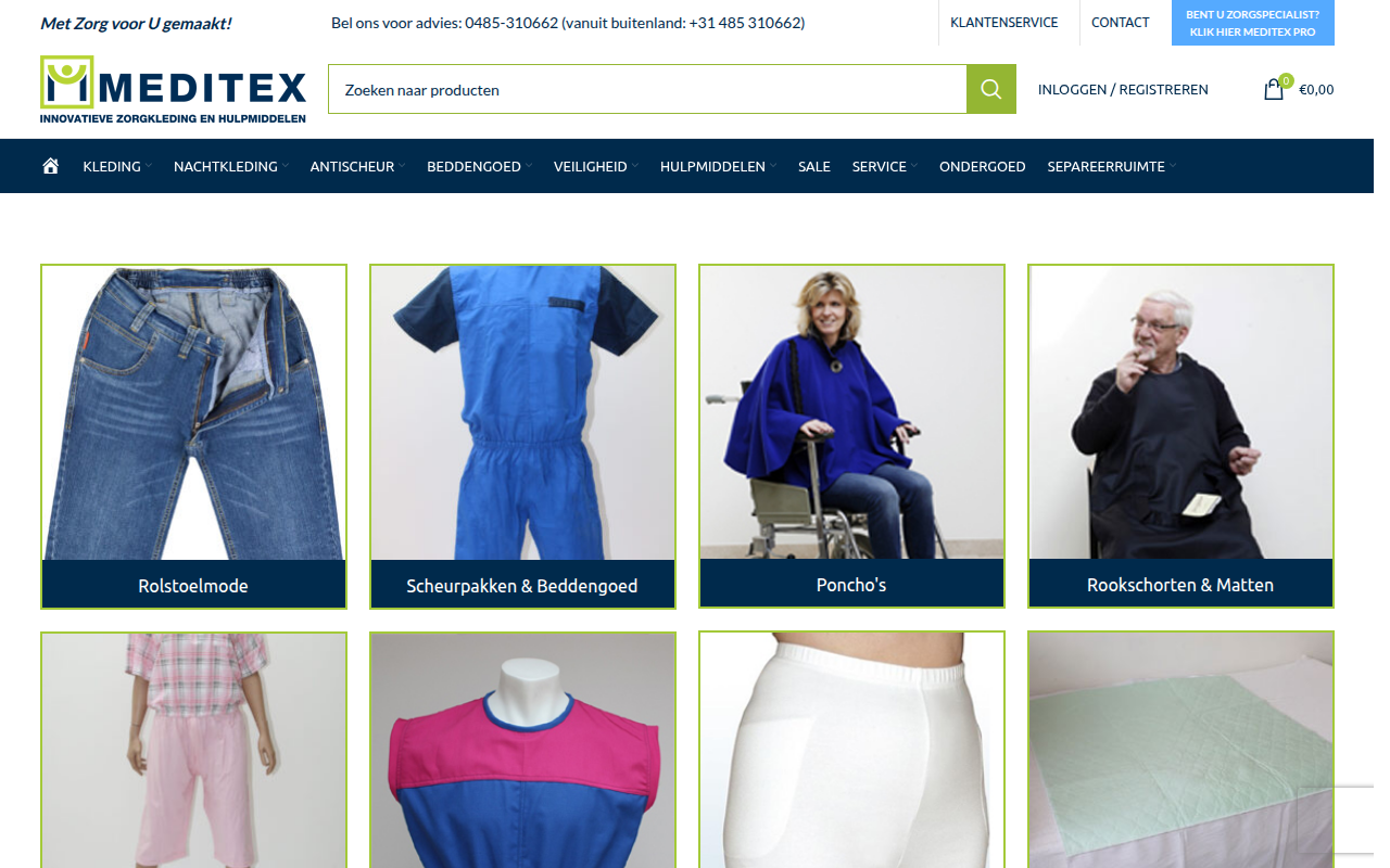 Screenshot van meditex.nl