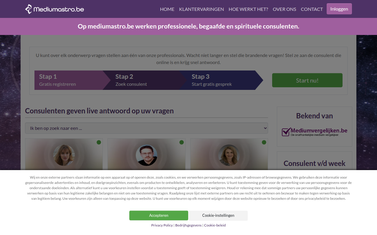 Screenshot van mediumastro.be