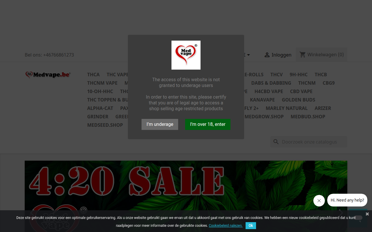 Screenshot van medvape.be