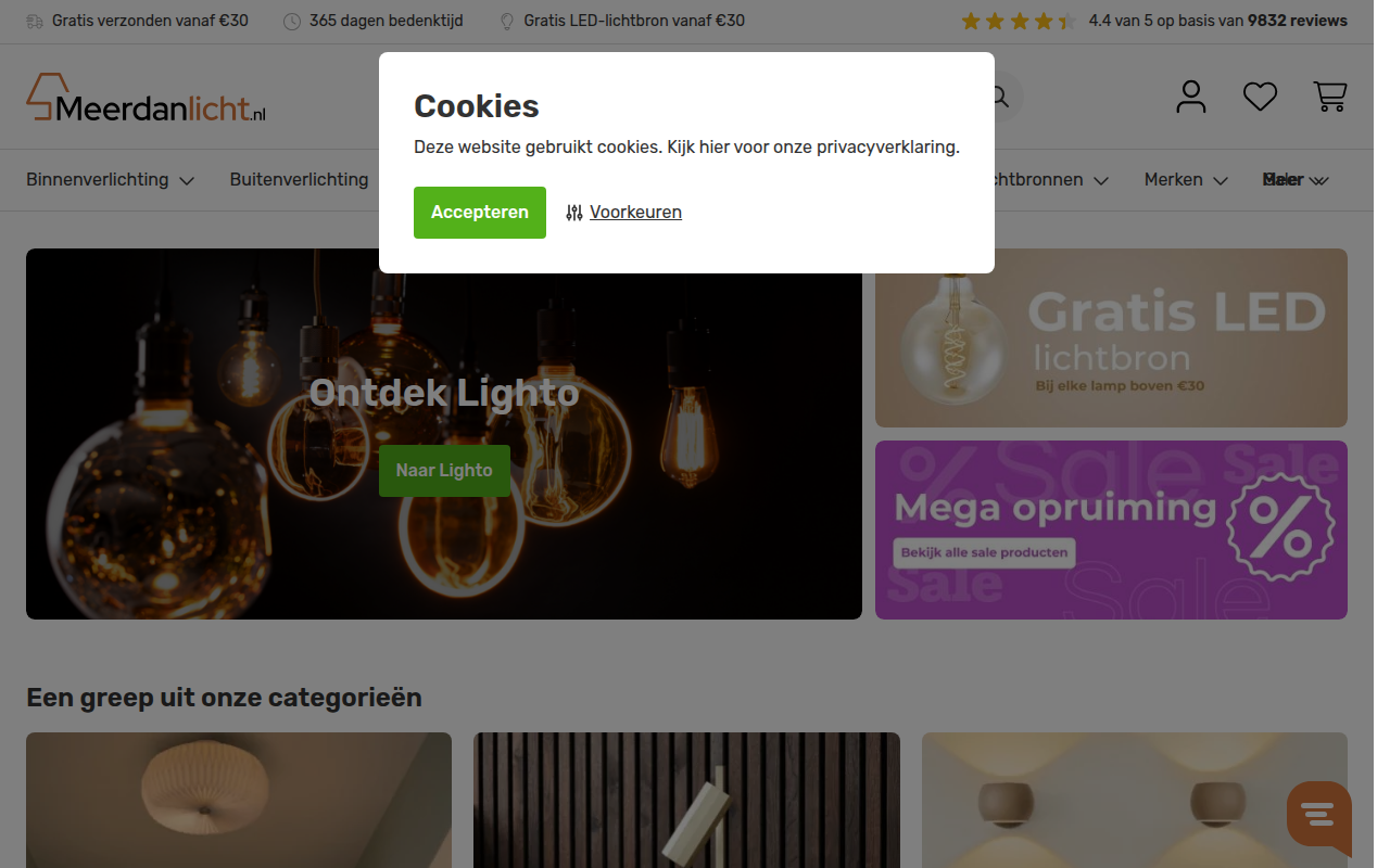 Screenshot van www.meerdanlicht.nl