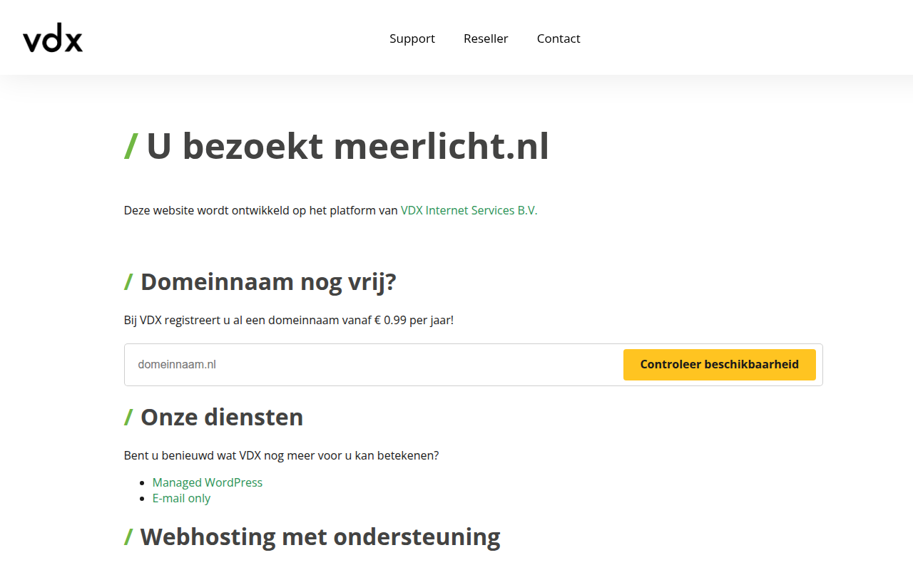 Screenshot van meerlicht.nl