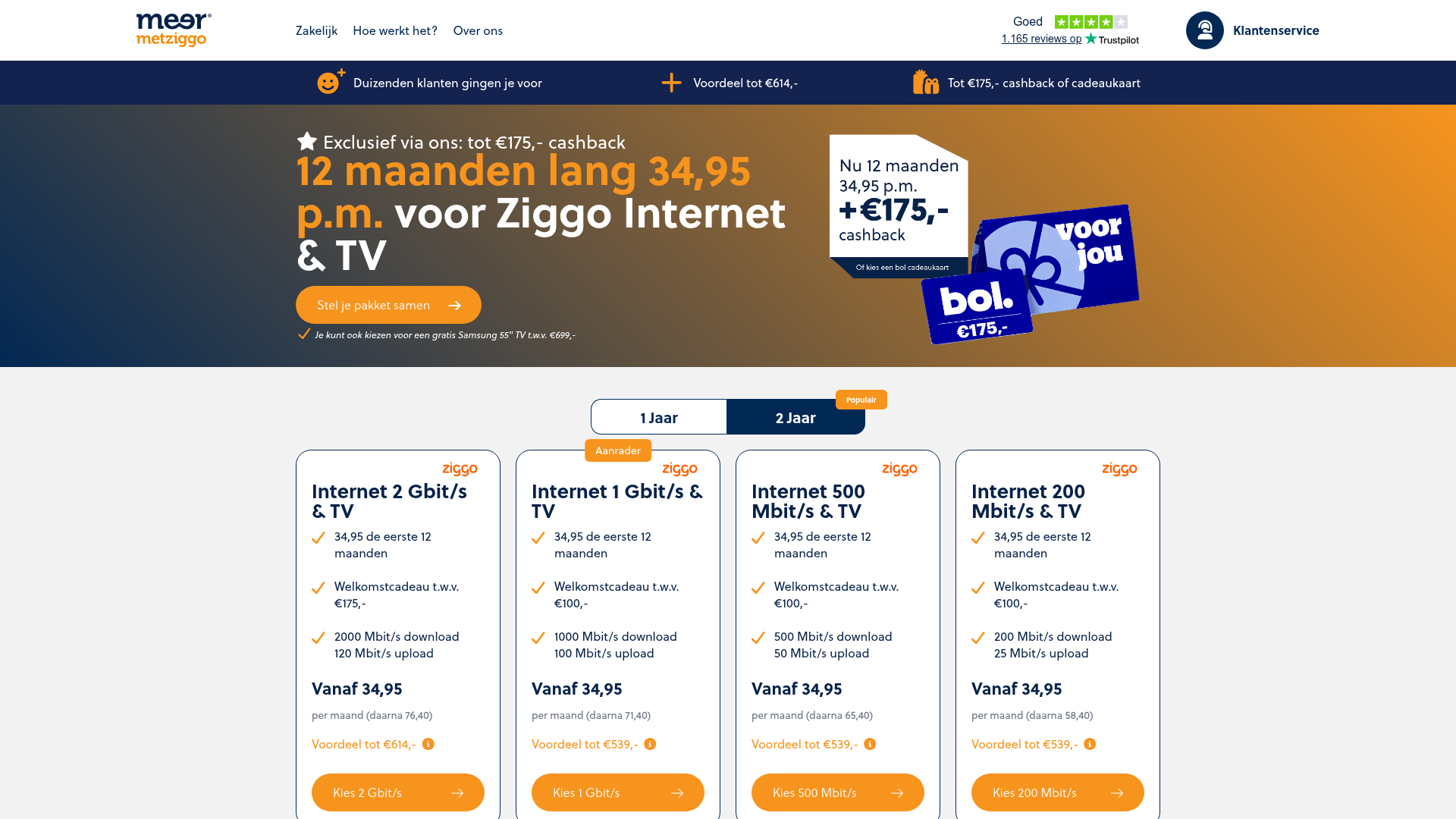 Screenshot van meermetziggo.nl