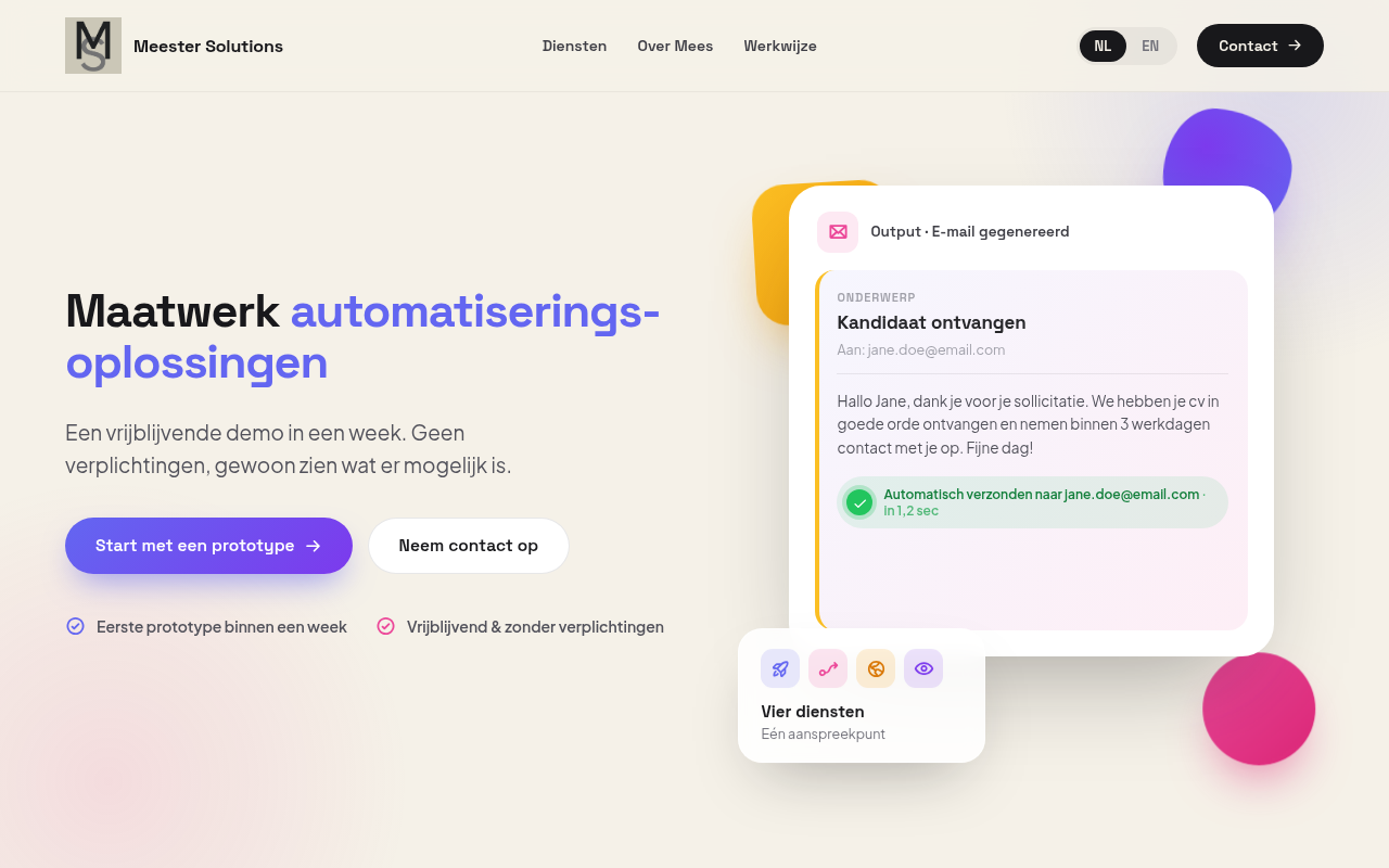 Screenshot van meesmeester.nl