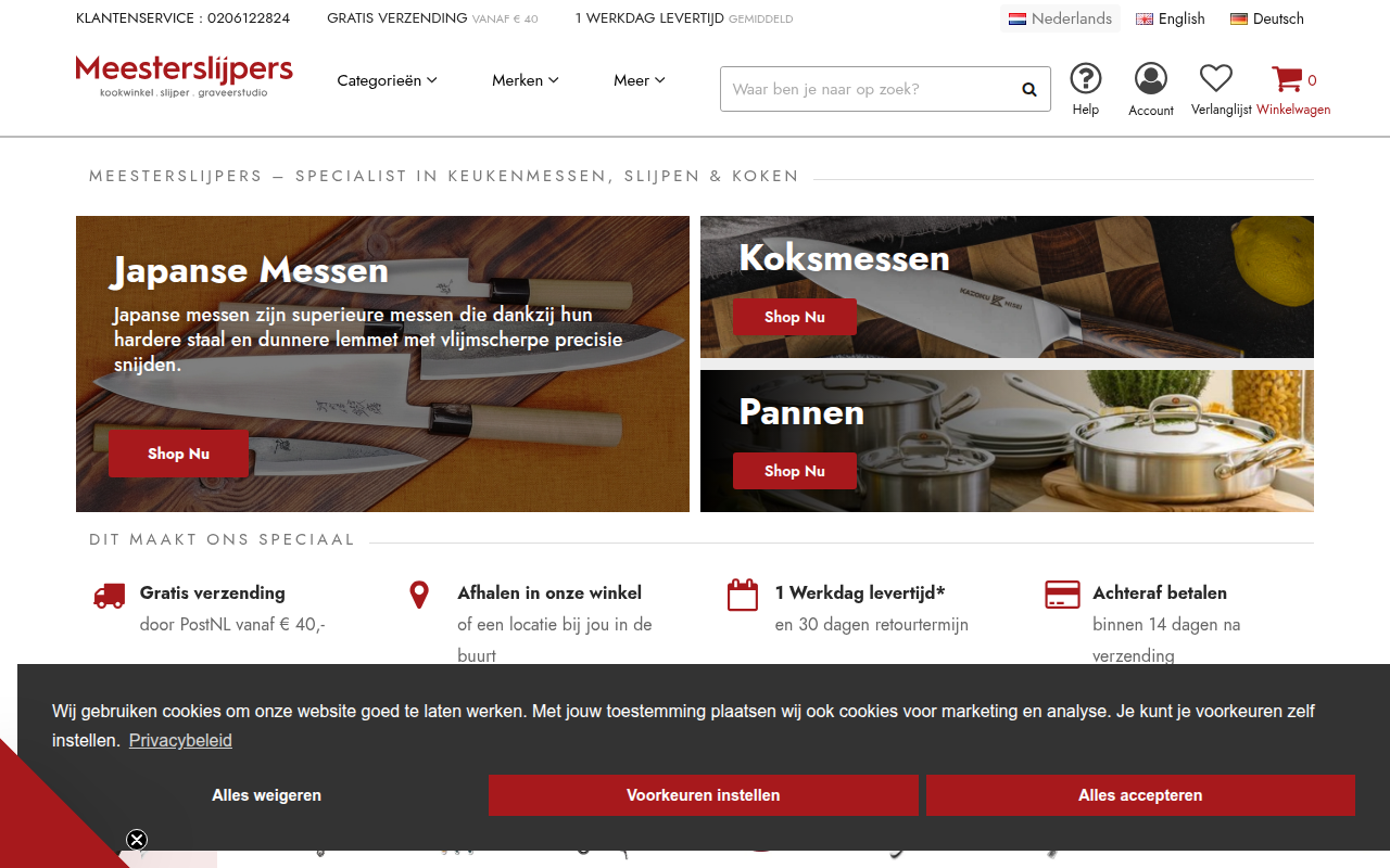 Screenshot van meesterslijpers.nl