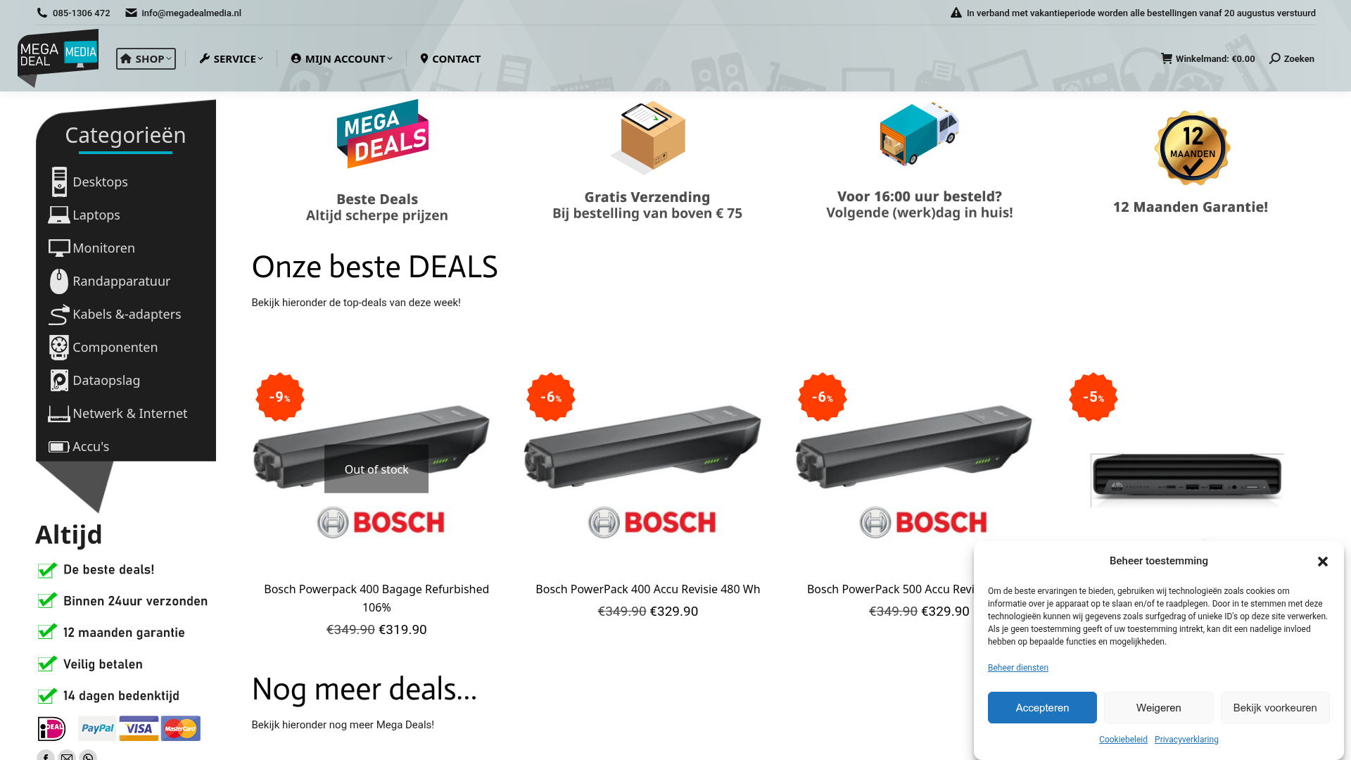 Screenshot van megadealmedia.nl