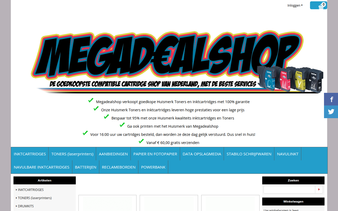 Screenshot van megadealshop.nl
