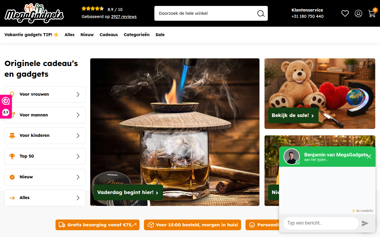 Screenshot van megagadgets.be