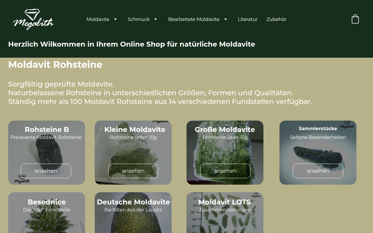 Screenshot van megalith-moldavite.com