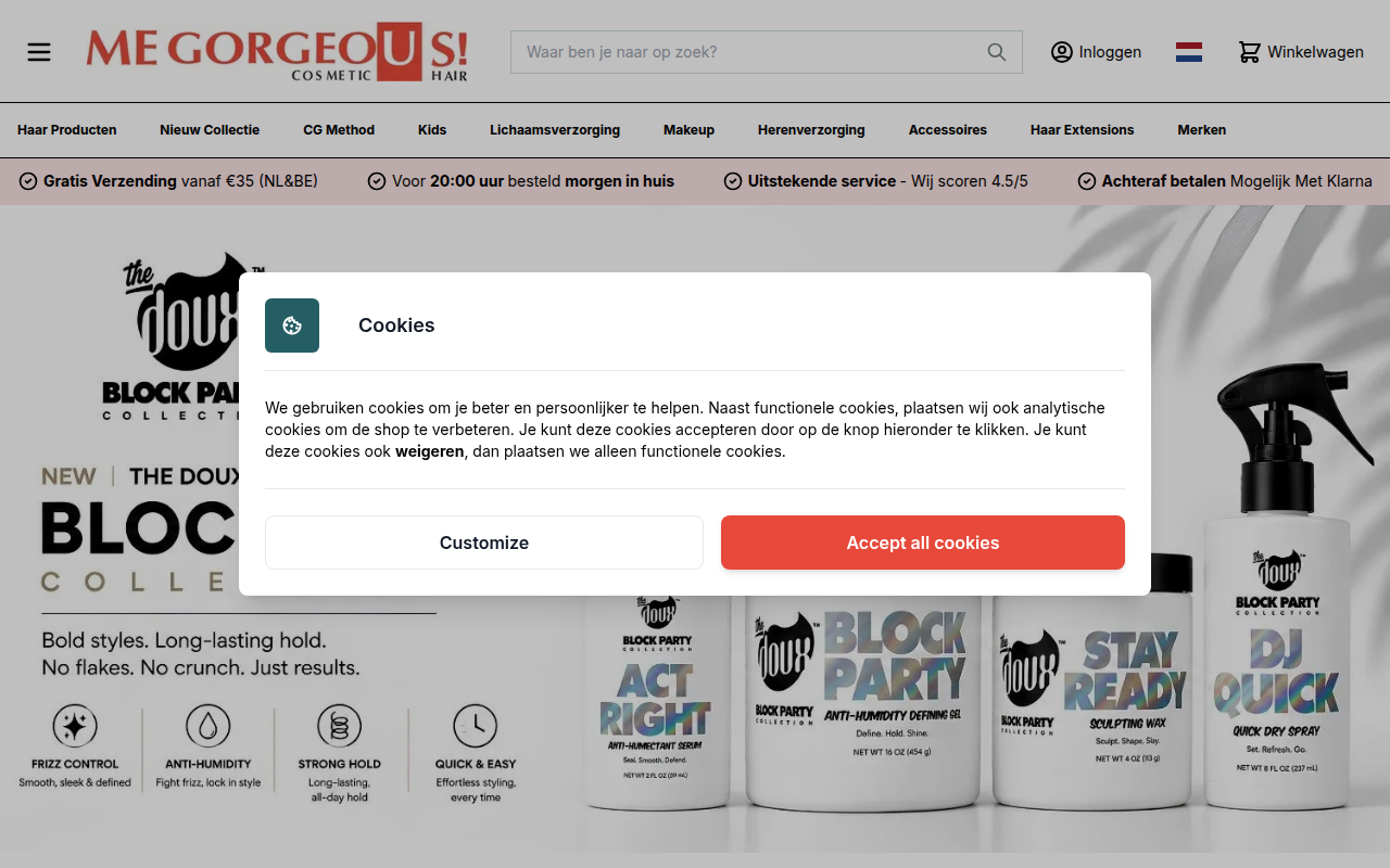 Screenshot van megorgeous.nl