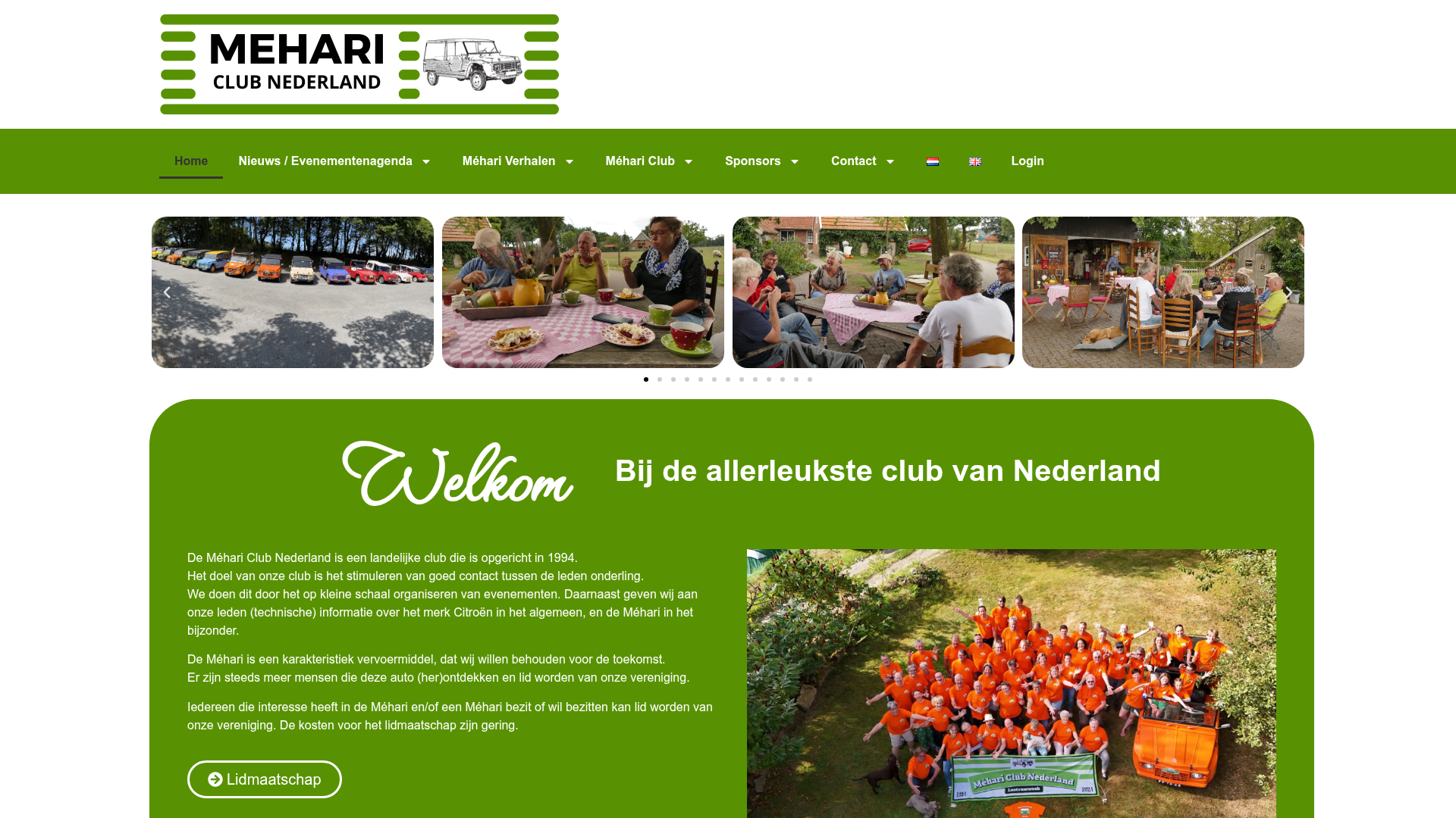 Screenshot van mehari.nl