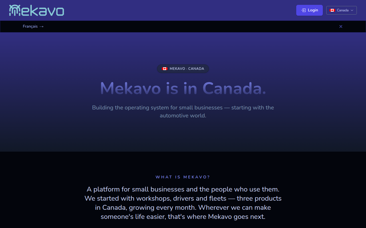 Screenshot van mekavo.com