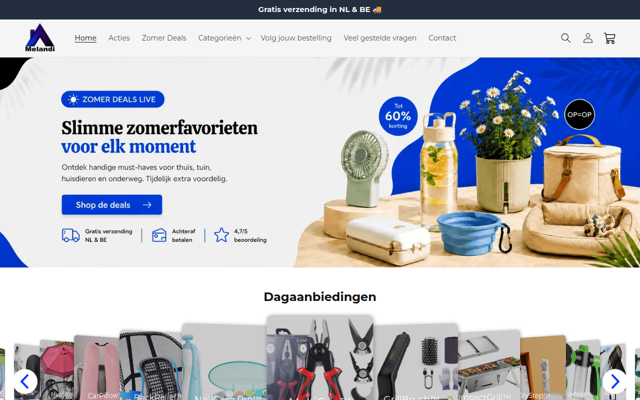 Screenshot van melandi.nl