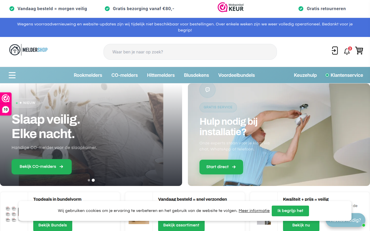 Screenshot van meldershop.nl