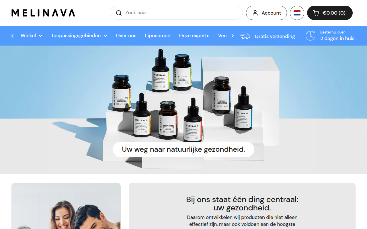 Screenshot van melinava.nl