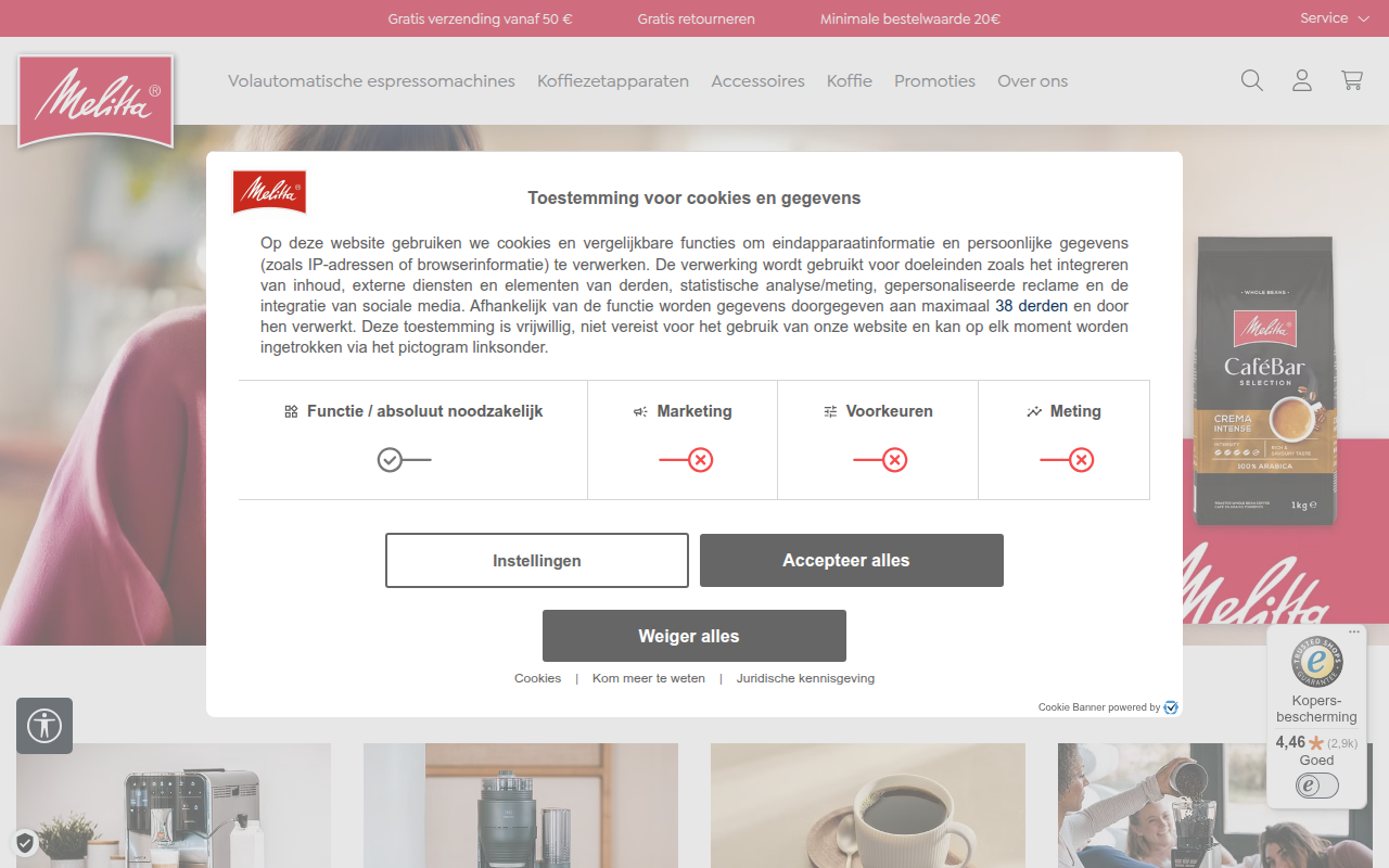 Screenshot van melitta.nl