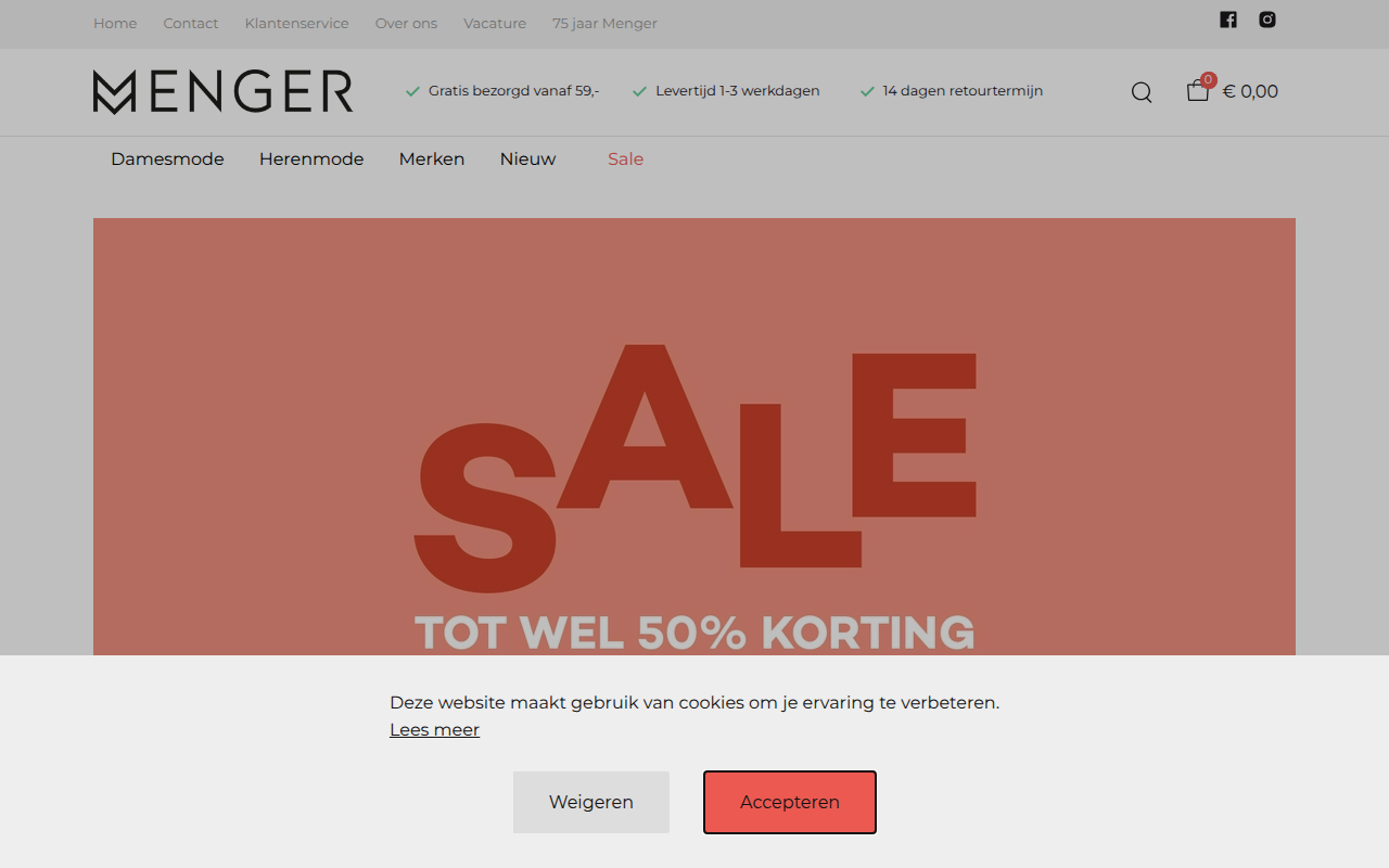 Screenshot van mengermode.nl