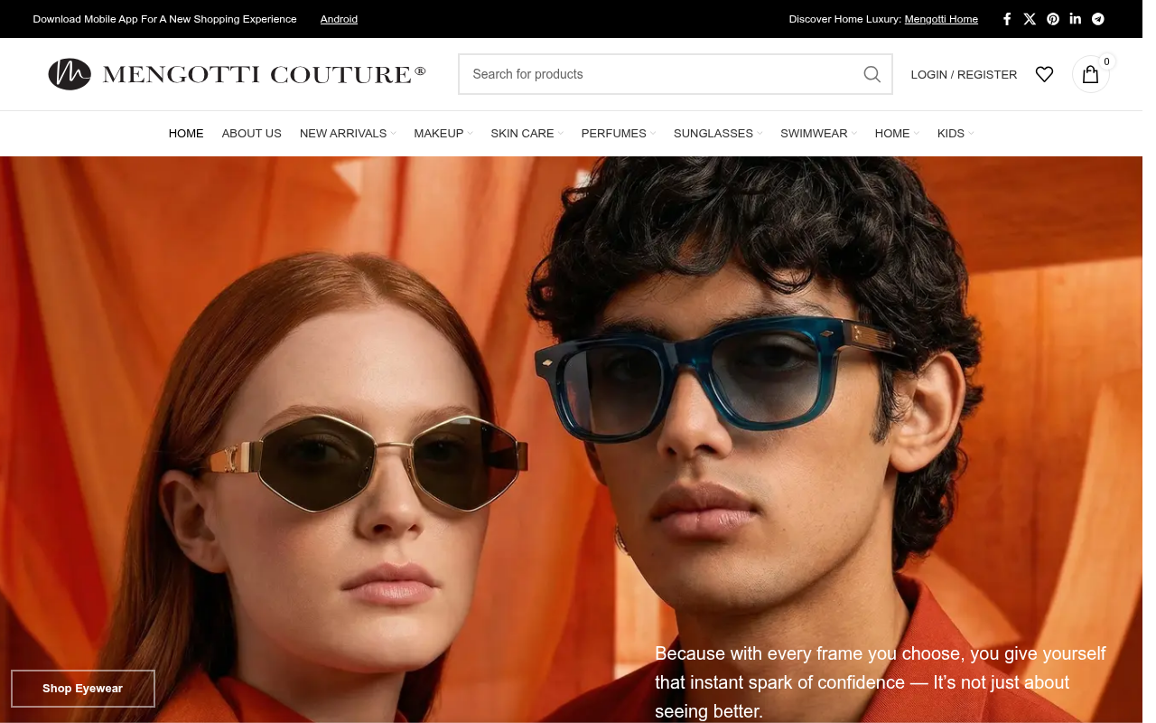 Screenshot van mengotticouture.com