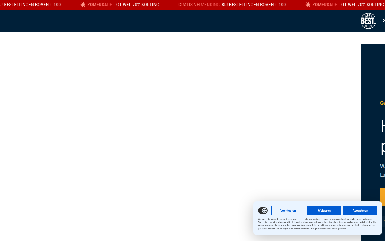 Screenshot van mensbestbasics.nl