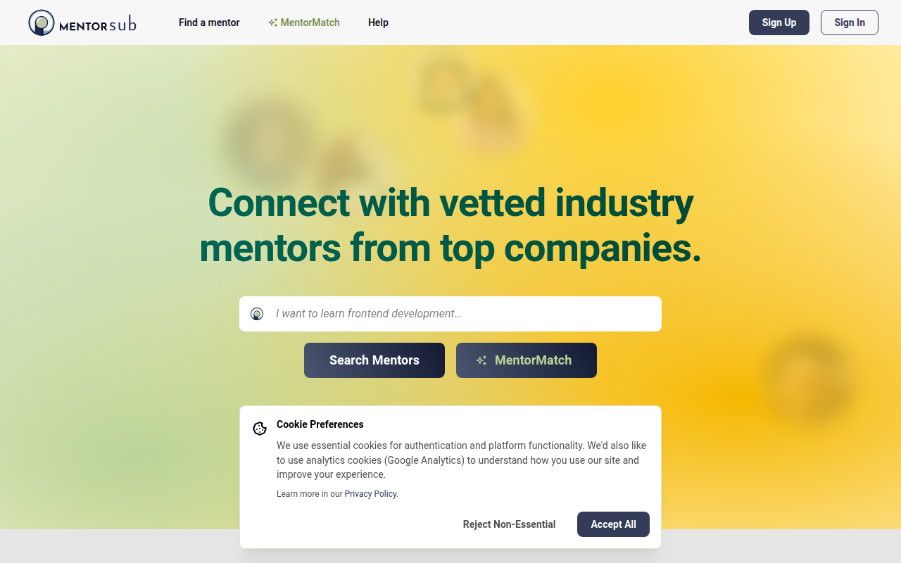 Screenshot van mentorsub.com