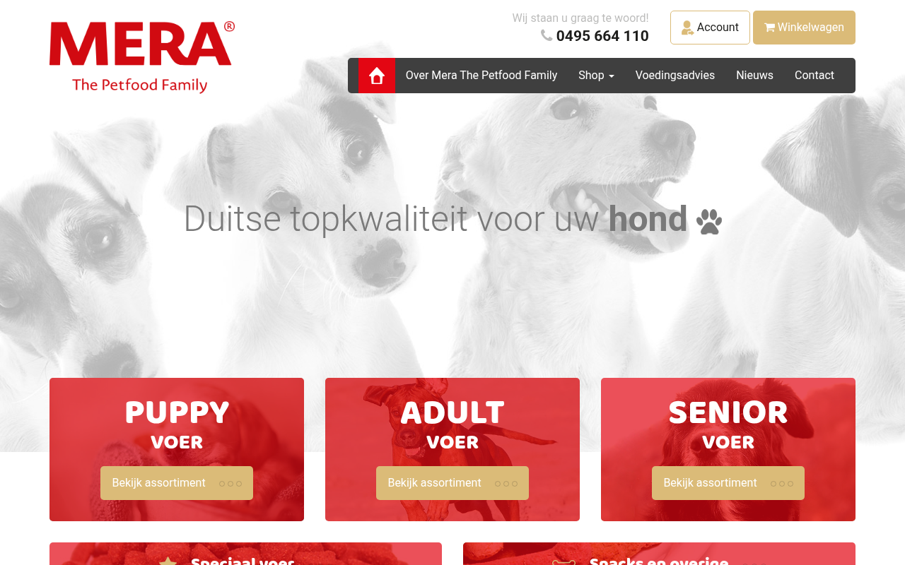 Screenshot van meradog.nl