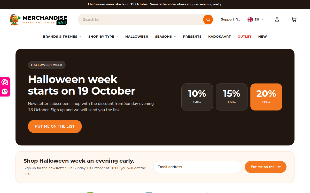 Screenshot van merchandise4all.com
