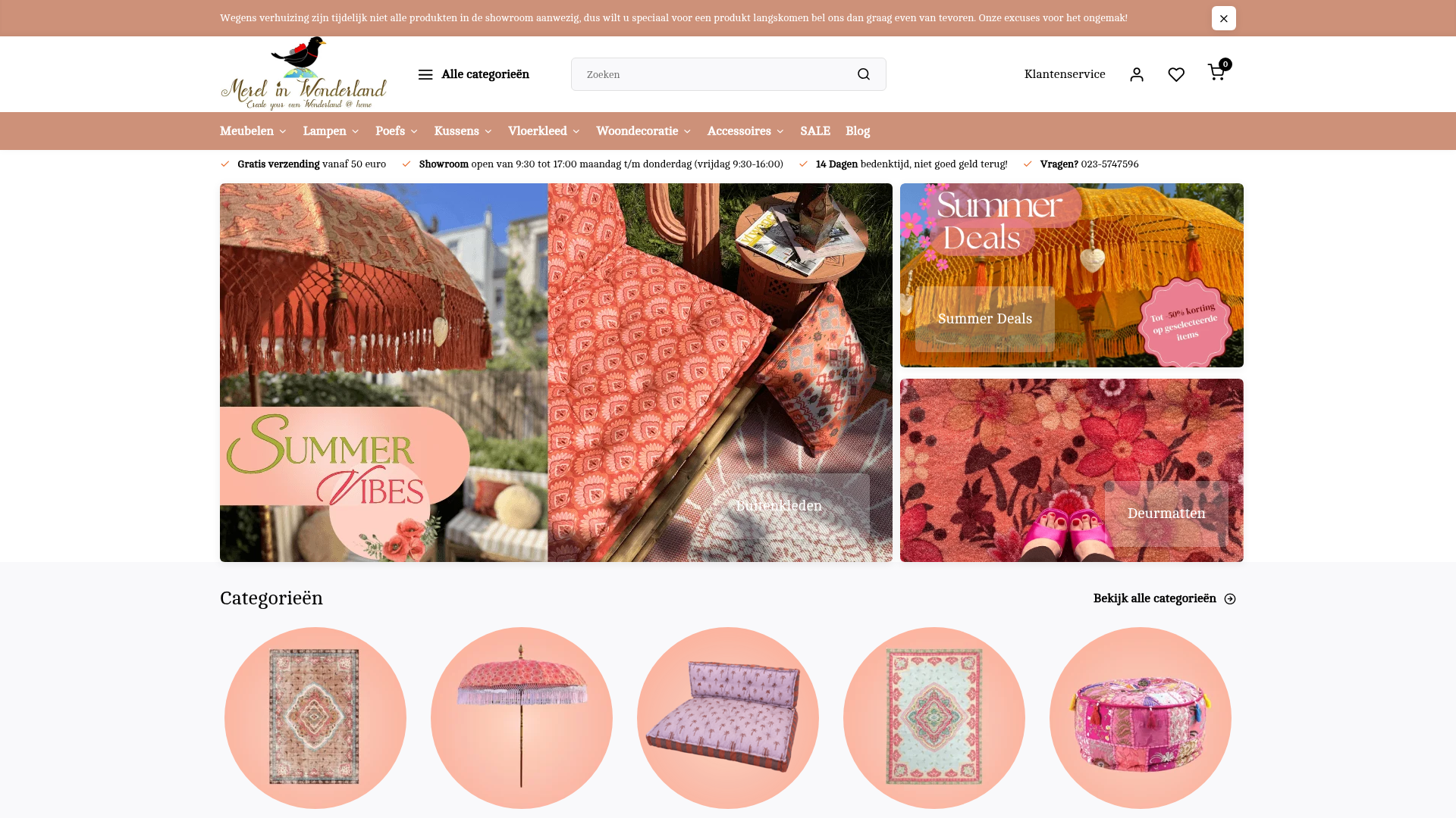Screenshot van merelinwonderland.nl