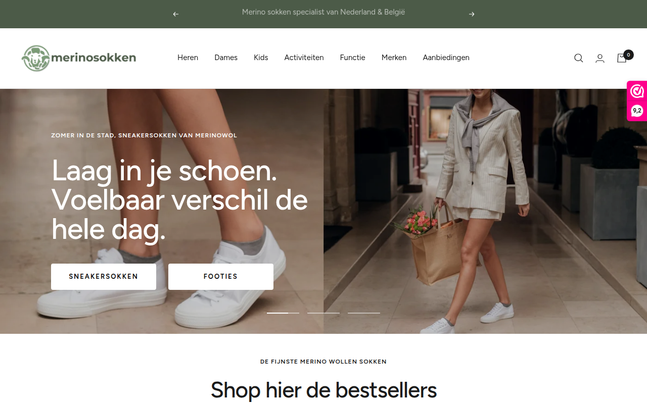 Screenshot van merinosokken.nl