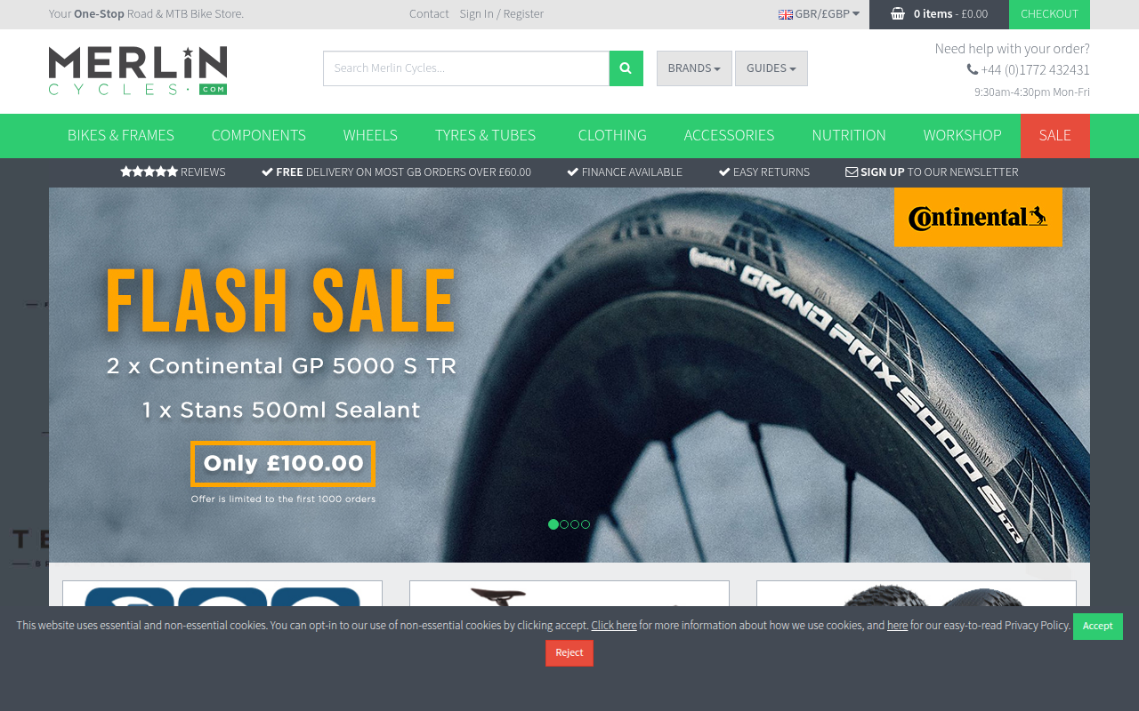 Screenshot van merlincycles.com