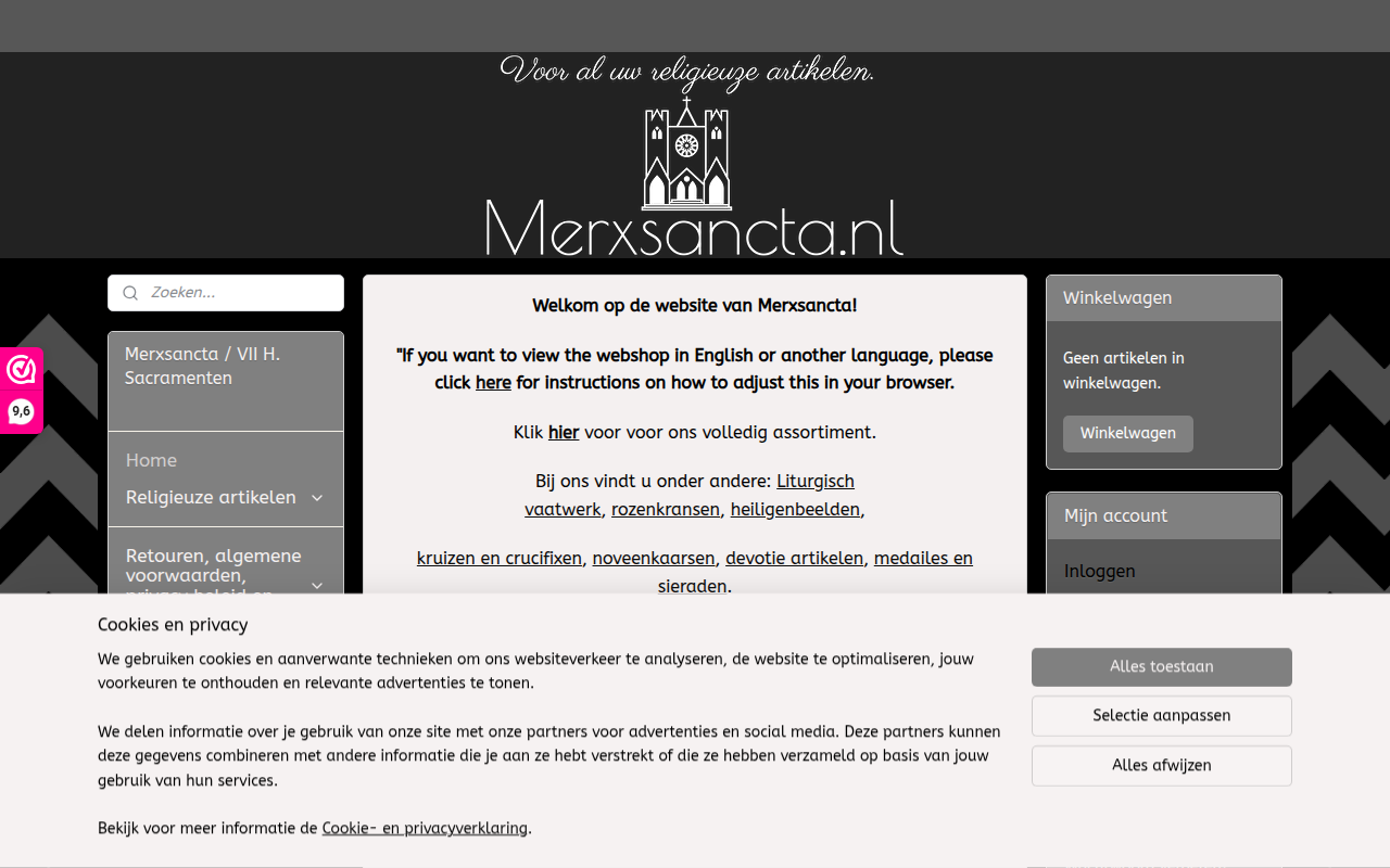 Screenshot van merxsancta.nl