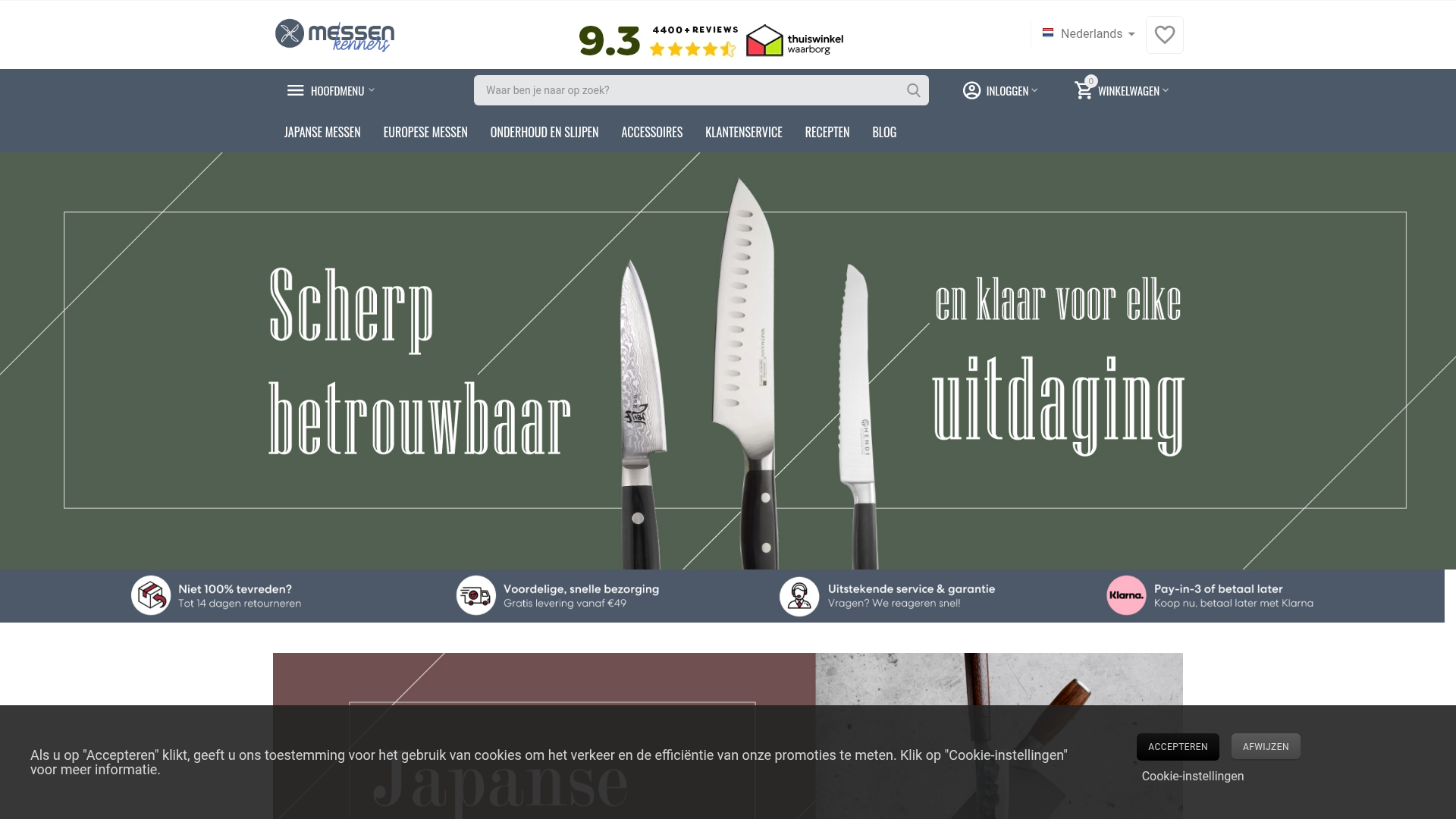 Screenshot van messen.kenners.nl