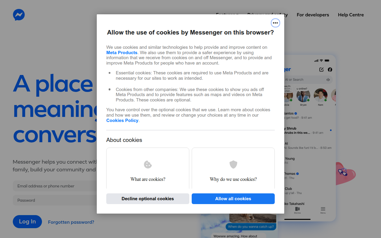 Screenshot van Messenger