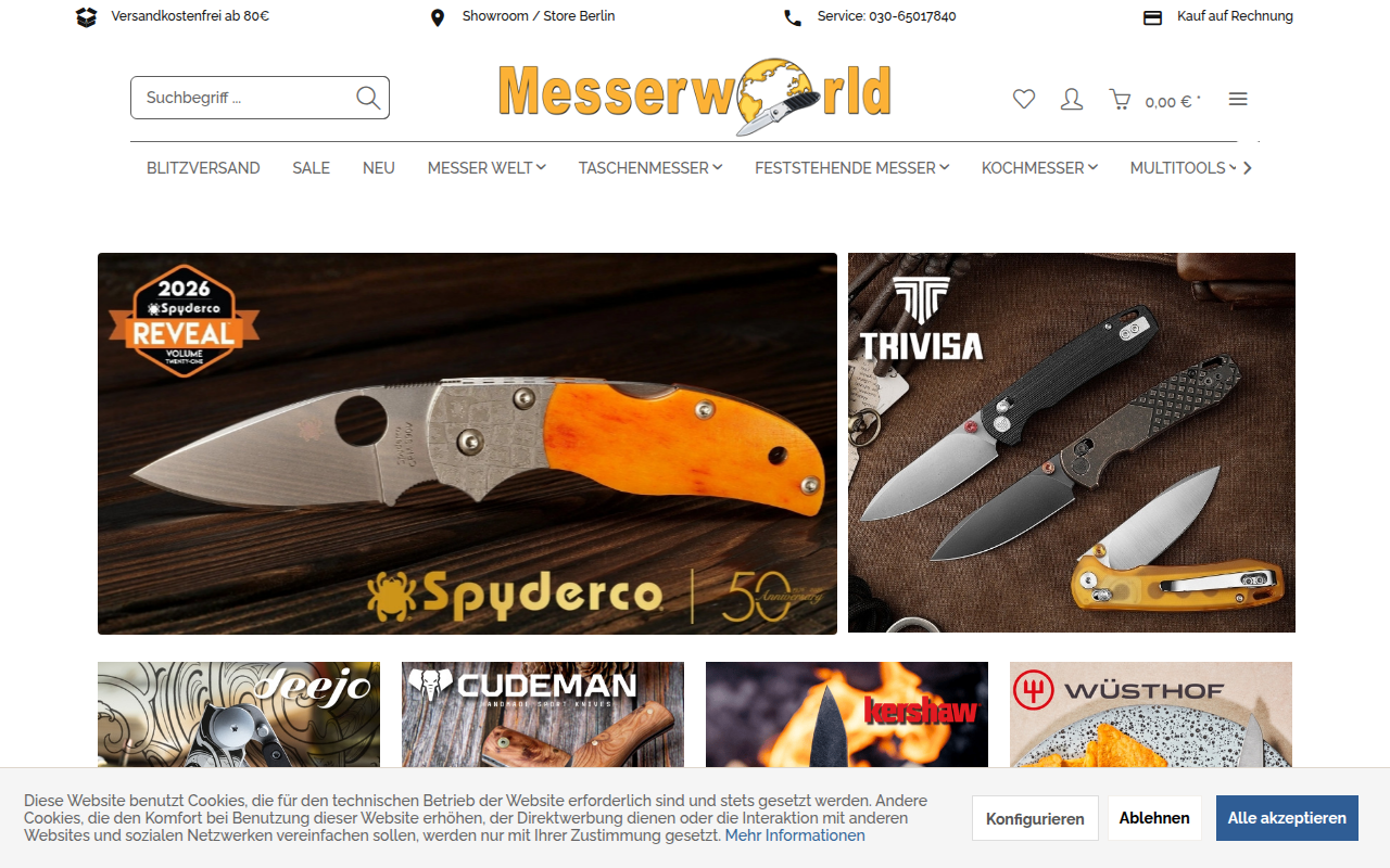 Screenshot van messerworld.de