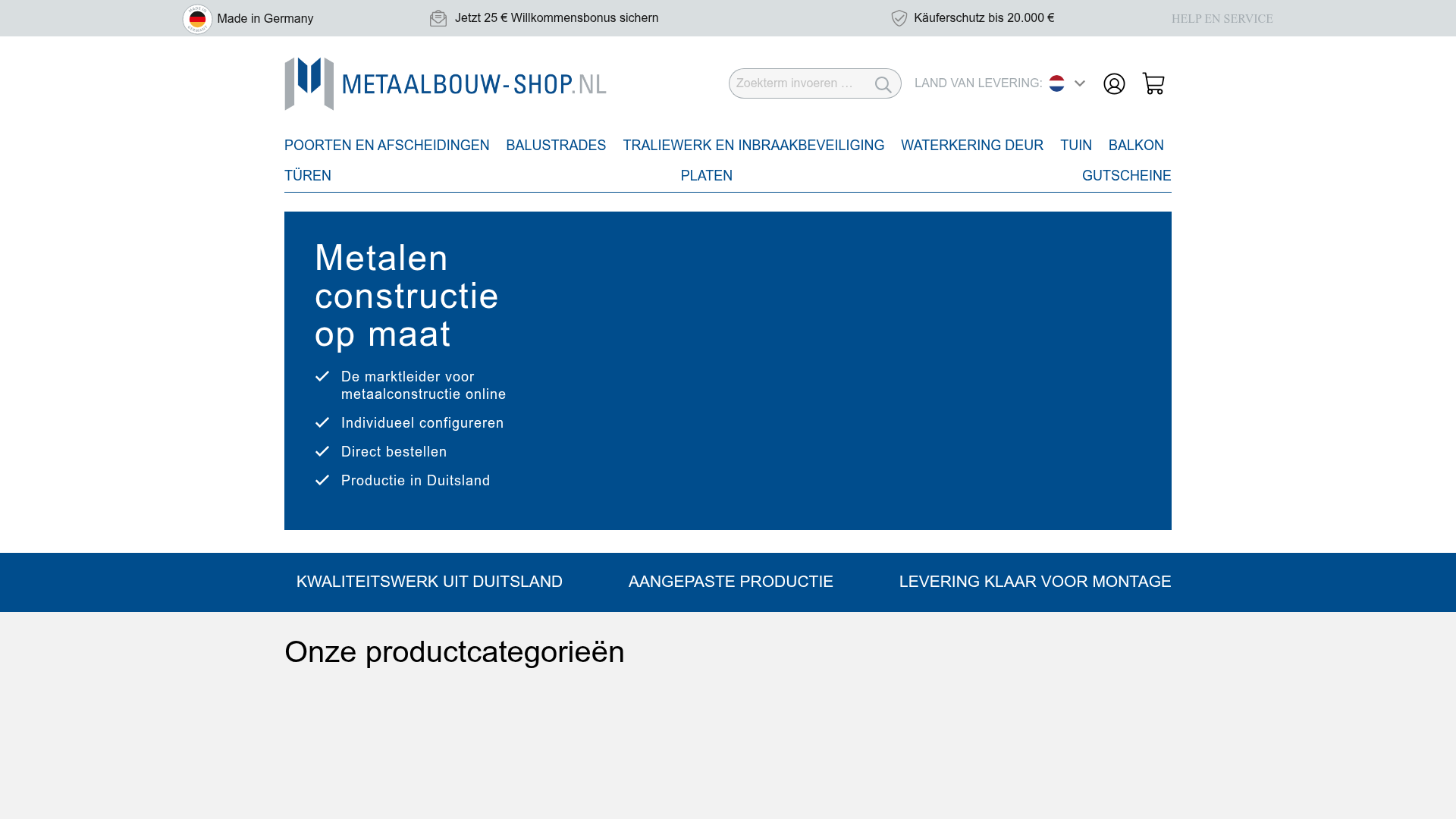 Screenshot van metaalbouw-shop.nl