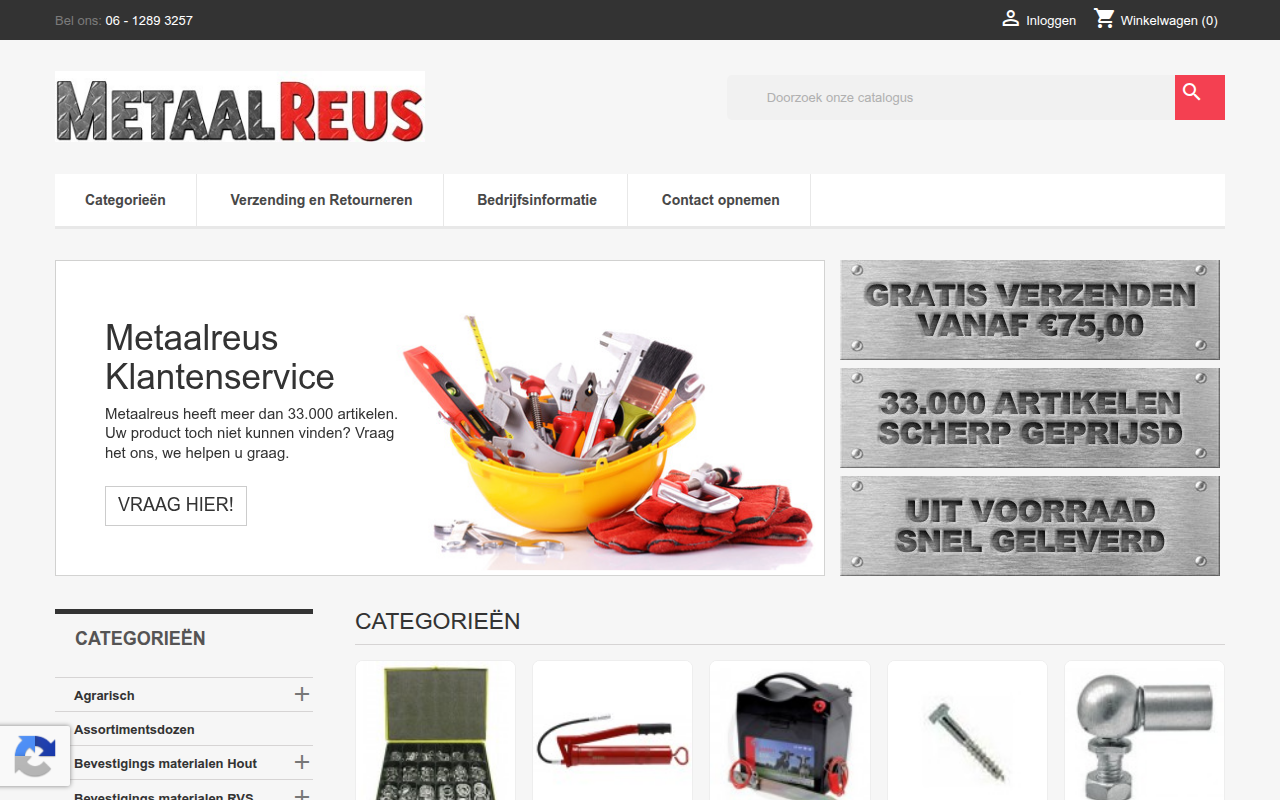 Screenshot van metaalreus.nl