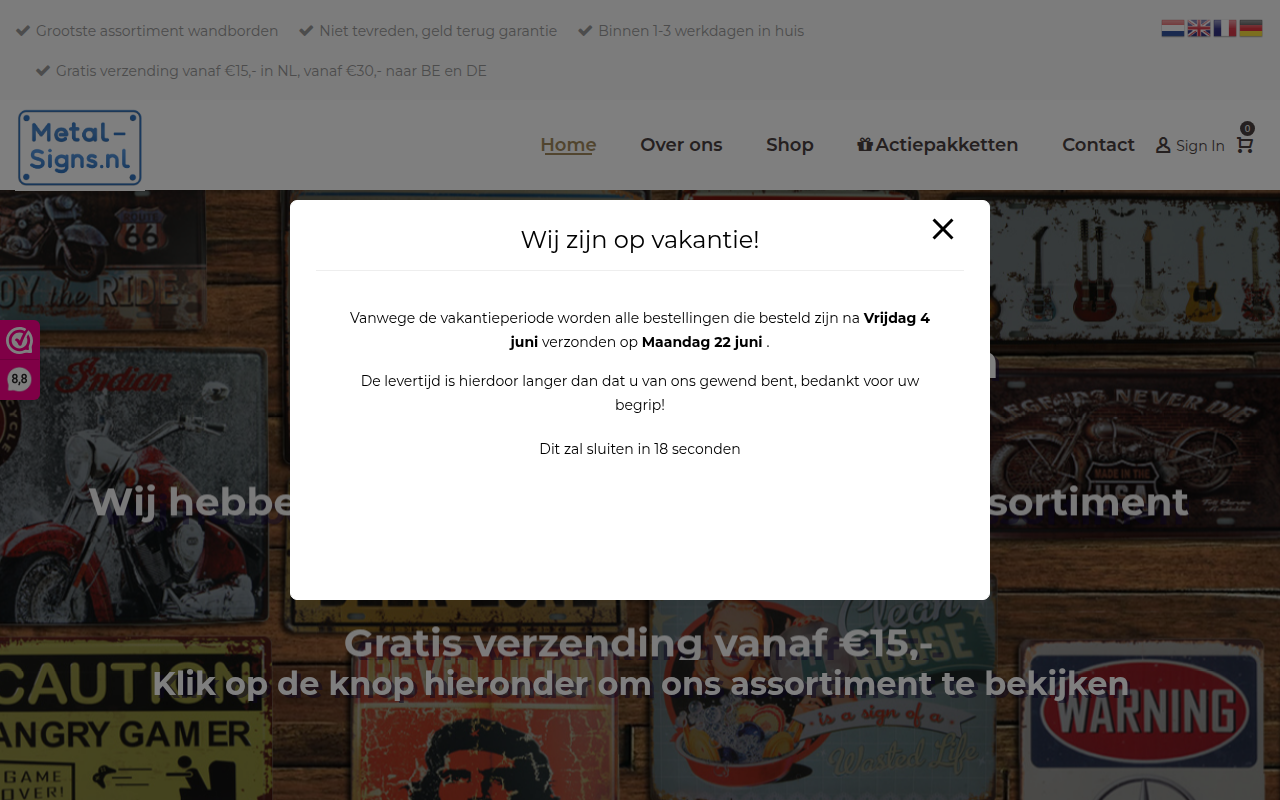 Screenshot van metal-signs.nl