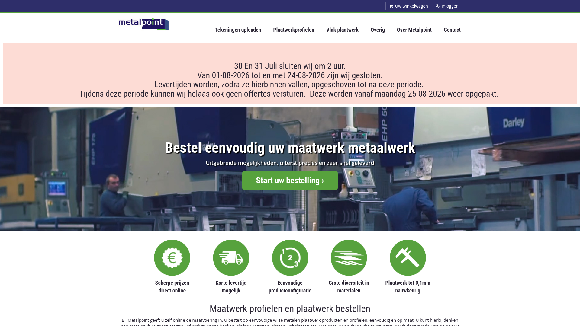 Screenshot van metalpoint.nl