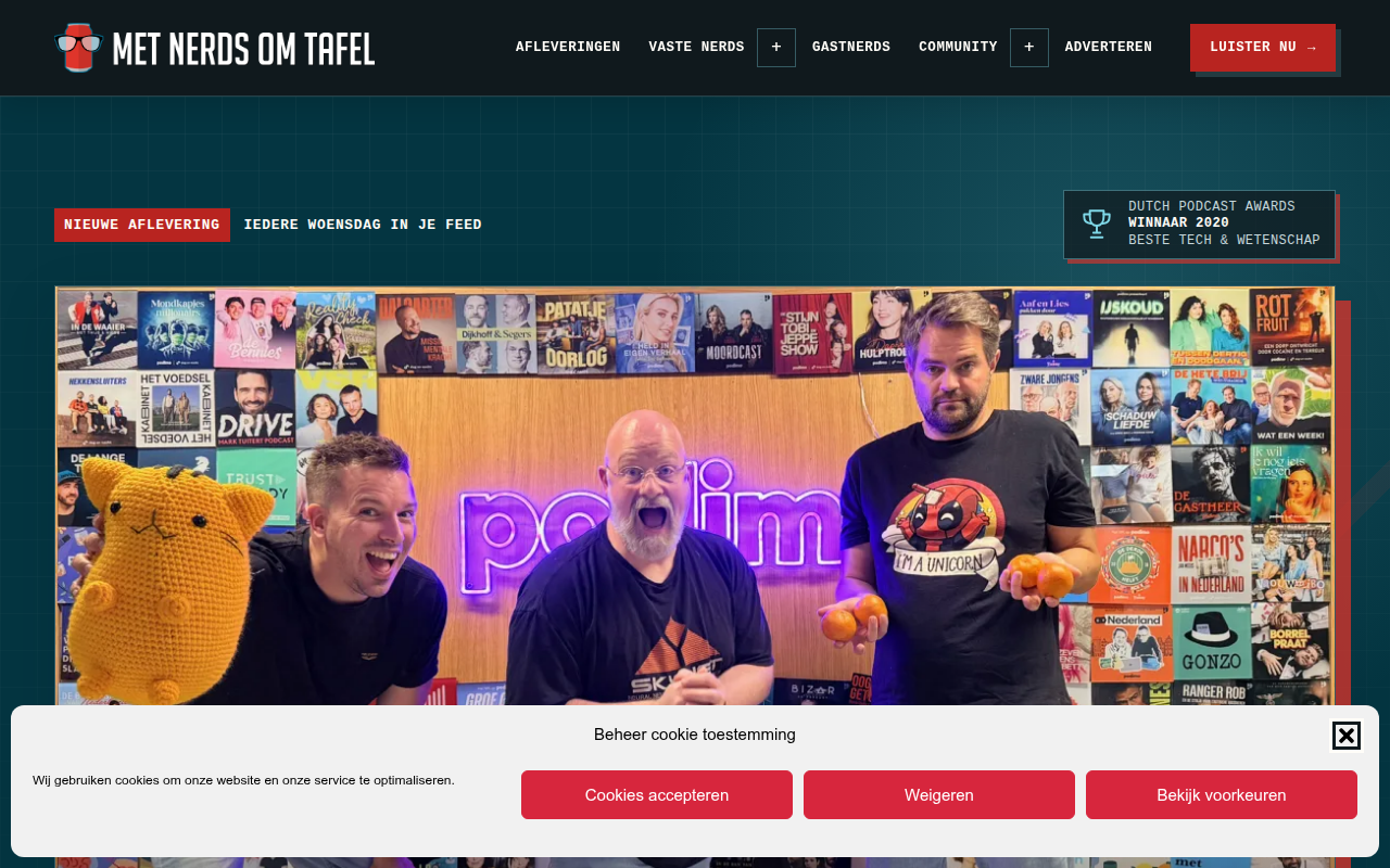 Screenshot van metnerdsomtafel.nl