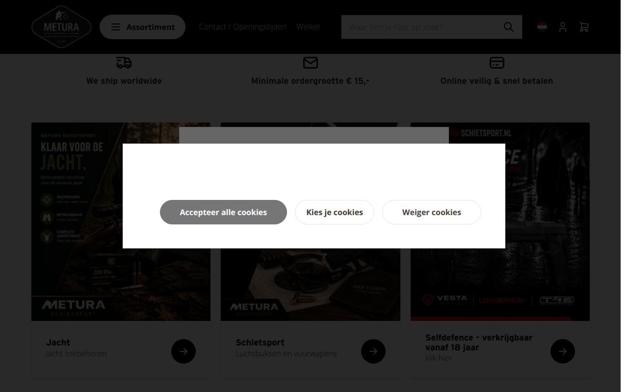 Screenshot van metura-schietsport.nl